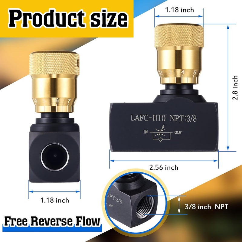 Pelopy 3/8 Inch Npt Ports Hydraulic Flow Control Needle Valve with Free Reverse Flow - Image 2